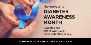 November is Diabetes Awareness Month. Diabetes can affect your eyes . 